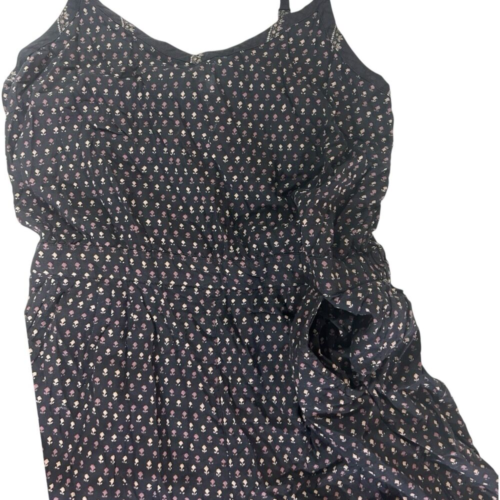 Fat Face Black Ditsy Floral Jumpsuit Romper Size 10 Viscose Adjustable Straps - Picture 5 of 16